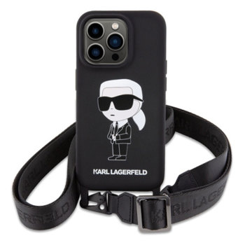 Karl Lagerfeld Apple iPhone 15 Pro Pevné puzdro Crossbody Silikón Ikonik Black