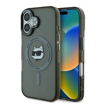 Kryt Karl Lagerfeld Apple iPhone 16 hardcase IML Metal Choupette Head MagSafe - čierny