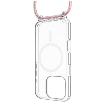 Puzdro FIXED MagPure na krk s ružovou šnúrkou pre Apple iPhone 16 Pro Max