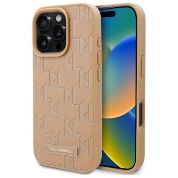 Obal Karl Lagerfeld Hardcase Hot Stamp Magsafe pre iPhone 16 Pro Max- Beige