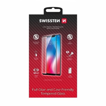SKLO SWISSTEN PLNÉ LEPIDLA, FAREBNÝ RÁM, PUZDRO VHODNÉ PRE APPLE IPHONE 16 PRO MAX ČIERNE