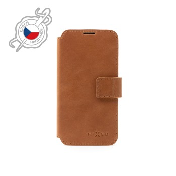 Kožené puzdro typu kniha FIXED ProFit pre Apple iPhone 8, hnedé