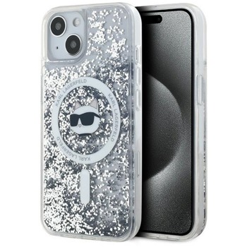 Kryt Karl Lagerfeld Apple iPhone 13 hardcase Liquid Glitter Choupette Head Magsafe Transparent