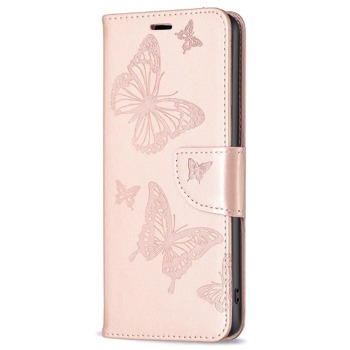 Zatváracie puzdro pre iPhone 13 Pro - Butterflies, zlaté a ružové