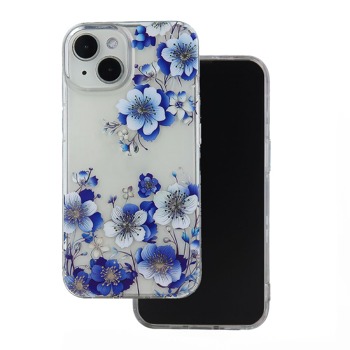 Zadný silikónový kryt IMD Print pre iPhone 13 Pro Max Floral - Transparentný