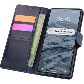 Flipové puzdro Bizon Pocket pre Samsung Galaxy S25 Ultra - Dark Blue
