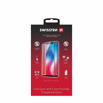 SKLO SWISSTEN PLNÉ LEPIDLA, FAREBNÝ RÁM, PUZDRO PRE SAMSUNG GALAXY A55 ČIERNE