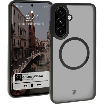 Magnetický kryt Bizon MatteO pre Samsung Galaxy A36 5G - Transparentný s čiernym rámom