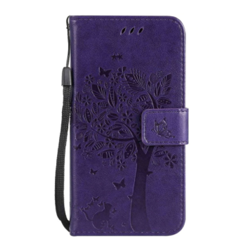 Puzdro na mobilný telefón Samsung Galaxy A22 (5G) - Mačka a strom, fialové