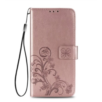 Puzdro typu kniha pre Xiaomi 14T Pro - Quatrefoil, zlaté a ružové