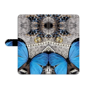 Obal na knihu pre Honor 5X - Modrý motýľ s drahokamami