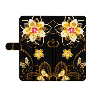 Puzdro typu kniha pre OnePlus 6 - Flower with gemstone