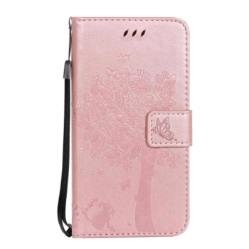 Puzdro na knihy pre Vivo Y11S - Cat and tree, Gold and pink