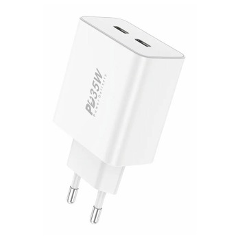 Sieťová nabíjačka Foneng EU50, PD35W 2x USB-C (biela)