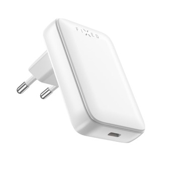 Sieťová nabíjačka FIXED Slim GaN s výstupom USB-C a podporou PD, 30 W, biela