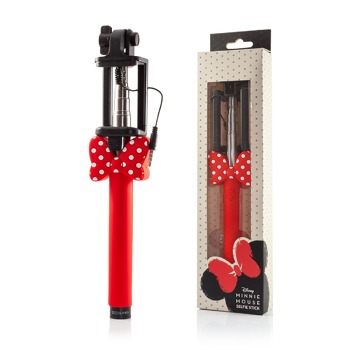 Káblová selfie tyč Selfie tyč Disney Minnie 002 s 3,5 jack konektorom - červená
