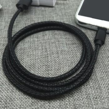 Kovový nabíjací kábel USB Micro - čierny, 25 cm