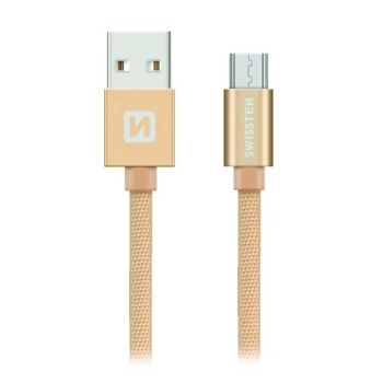 DÁTOVÝ KÁBEL SWISSTEN TEXTILNÝ USB / MICRO USB 2,0 M ZLATÝ