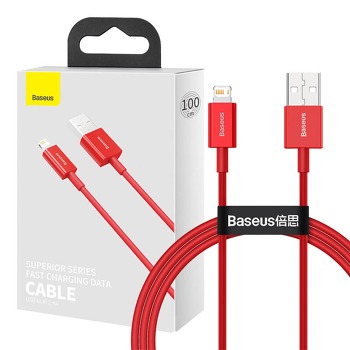 Kábel USB na iP 2,4A 1 m (červený)