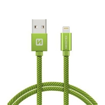 Nabíjací kábel Swissten lightning pre iPhone - 1,2 M, zelený
