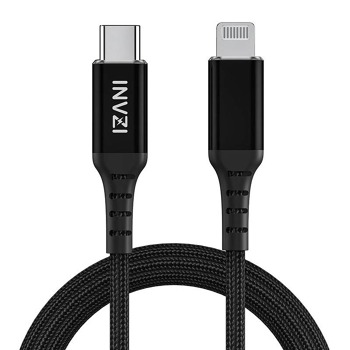Kábel INVZI USB-C na Lightning, MFi, 2 m (čierny)