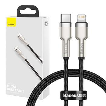 Kábel USB-C na Lightning Baseus Cafule, PD, 20W, 0,25 m (čierny)