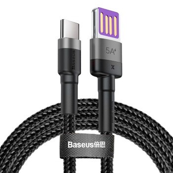 Baseus Cafule USB-C kábel Huawei SuperCharge, QC 3.0, 5A 1m (čierno-sivý)