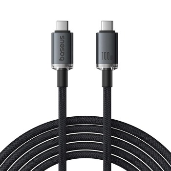Rýchlonabíjací kábel Baseus Crystal Shine USB-C na USB-C 100W, 1,5 m, 20 GB (čierny)