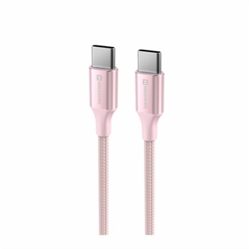 DÁTOVÝ KÁBEL SWISSTEN TEXTILE II USB-C / USB-C 1,5 M RUŽOVÝ