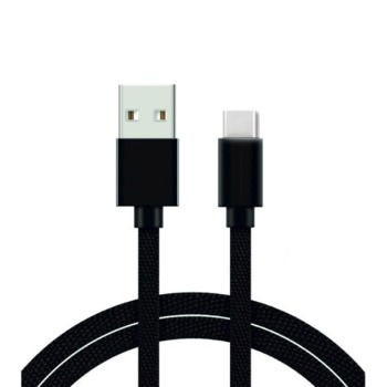 Rýchlonabíjací kábel USB-C s textilným poťahom - čierny, 2 m