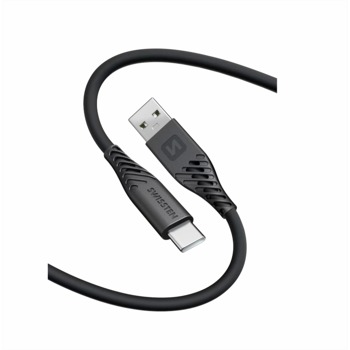 DÁTOVÝ KÁBEL SWISSTEN SOFT SILICONE USB / USB-C 0,4 M ČIERNY