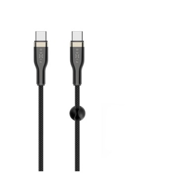 Nabíjací a dátový opletený kábel FIXED s konektormi USB-C/USB-C a podporou PD, 1,2 m, USB 2.0, 100 W, čierny
