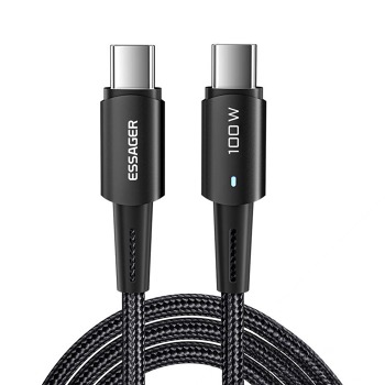 Kábel Essager USB-C na USB-C 100 W 1 m (čierny)