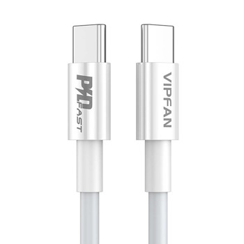 Kábel USB-C na USB-C VFAN P02, 1 m (biely)