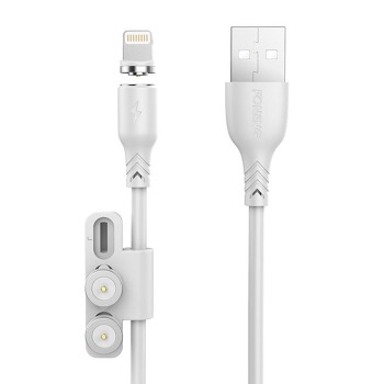 Foneng X62 Magnetický kábel 3v1 USB na USB-C / Lightning / Micro USB, 2,4 A, 1 m (biely)