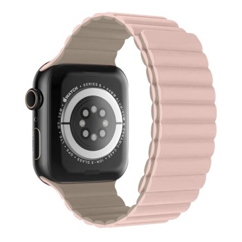 SWISSTEN SILIKÓNOVÝ PÁSEK PRE APPLE WATCH - MAGNETIC 42 / 44 / 45 / 49 mm PINK/CAPPUCCINO