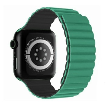 SWISSTEN SILIKÓNOVÝ PÁSEK PRE APPLE WATCH - MAGNETIC 42 / 44 / 45 / 49 mm GREEN/GRAY