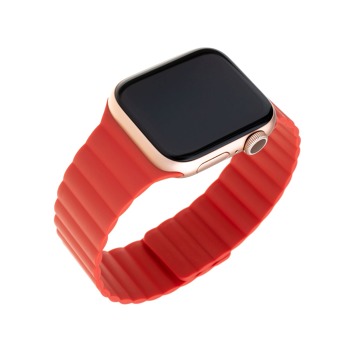 Silikónový remienok FIXED Magnetický remienok s magnetickou sponou pre Apple Watch 42/44/45/49 mm, červený