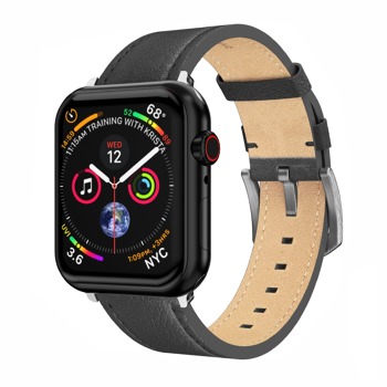 SWISSTEN Šnúrka pre APPLE WATCH LEATHER 42 / 44 / 45 / 49 mm BLACK (čierna pracka a čierny remienok)