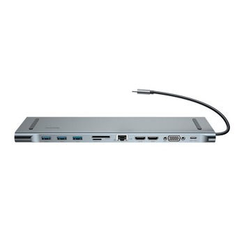 Baseus Enjoyment Series Dokovacia stanica HD HUB Typ C（PD/HD4K*2/VGA/RJ45/SD/TF/USB*3/Audio*1/Stojan)Tmavo šedá