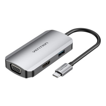 Dokovacia stanica USB-C na HDMI, VGA, USB 3.0, PD 0,15 m Vention TOAHB sivá
