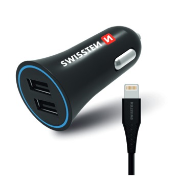SWISSTEN CL ADAPTÉR 2,4A POWER 2x USB + OSVETLOVACÍ KÁBEL