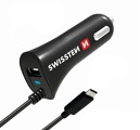 SWISSTEN CL NABÍJAČKA DO AUTA USB-C A USB 2.4A POWER
