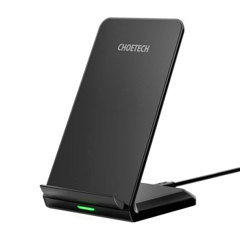 Indukčná bezdrôtová nabíjačka Choetech 10 W so stojanom (čierna)