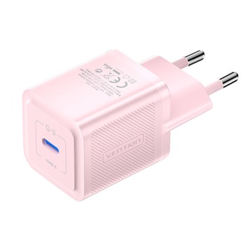 Sieťová nabíjačka, Vention, FEPP0-EU, USB-C, 20W, GaN (ružová)