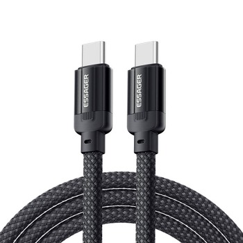 Kábel USB-C na USB-C, Essager, EXCTT3-YS01-P, 240W, 1m (čierny)
