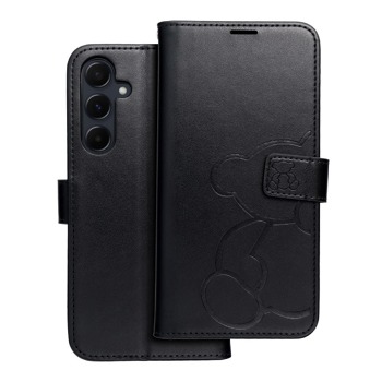 Flipové puzdro Smart Magic s motívom medvedíka pre Samsung Galaxy A55 5G - čierne