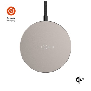 Bezdrôtová nabíjačka FIXED MagPad Slim s Qi2, podpora MagSafe, 15 W, titánová 