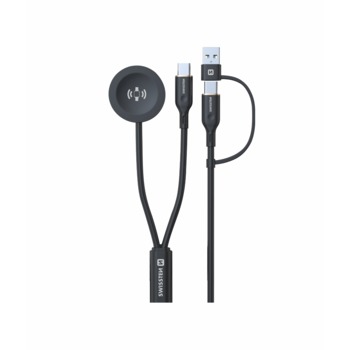 SWISSTEN MAGNETICKÝ KÁBEL 2v1 PRE SAMSUNG GALAXY WATCH A USB-C, USB-C (USB-A) 1,2 M BLACK