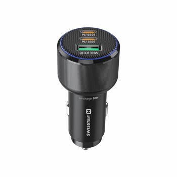 SWISSTEN CL ADAPTÉR 2x USB-C PD + USB-A, 95W ČIERNY 